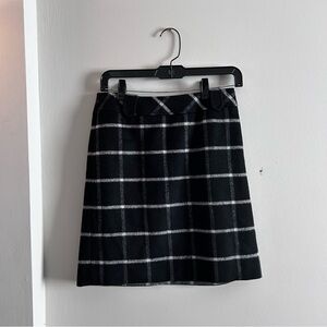 Talbots Women Wool Blend Classic Plaid Mini Skirt Black and White Preppy Sz 0p